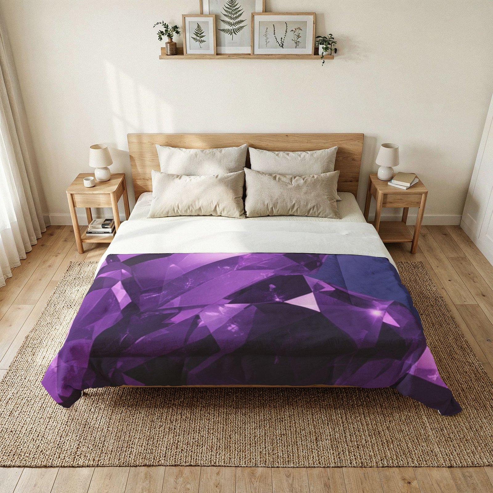 Amethyst Crystal Cotton Comforter (Purple Gemstone)