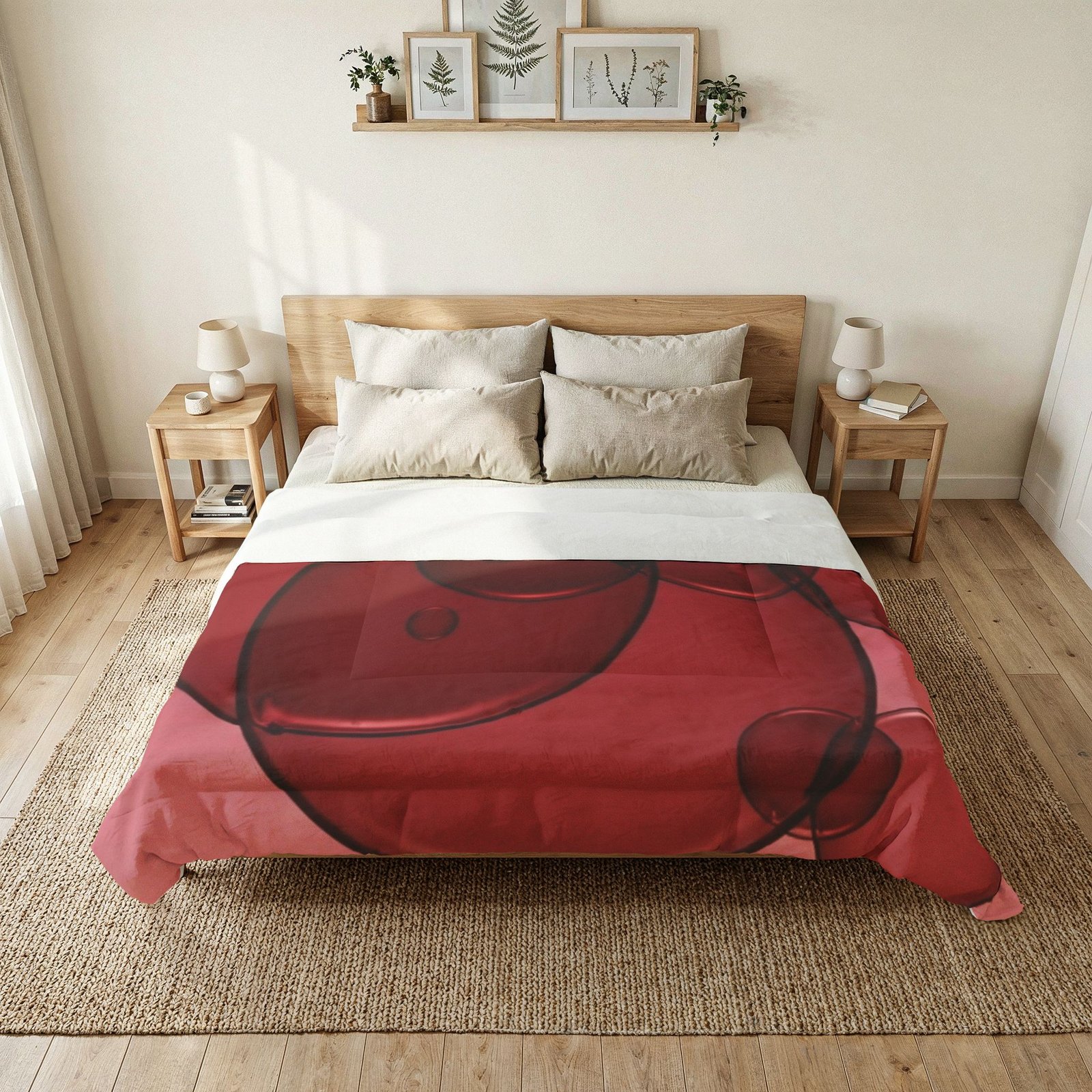 Red Bubble Pattern Comforter (Abstract Red Bubbles)