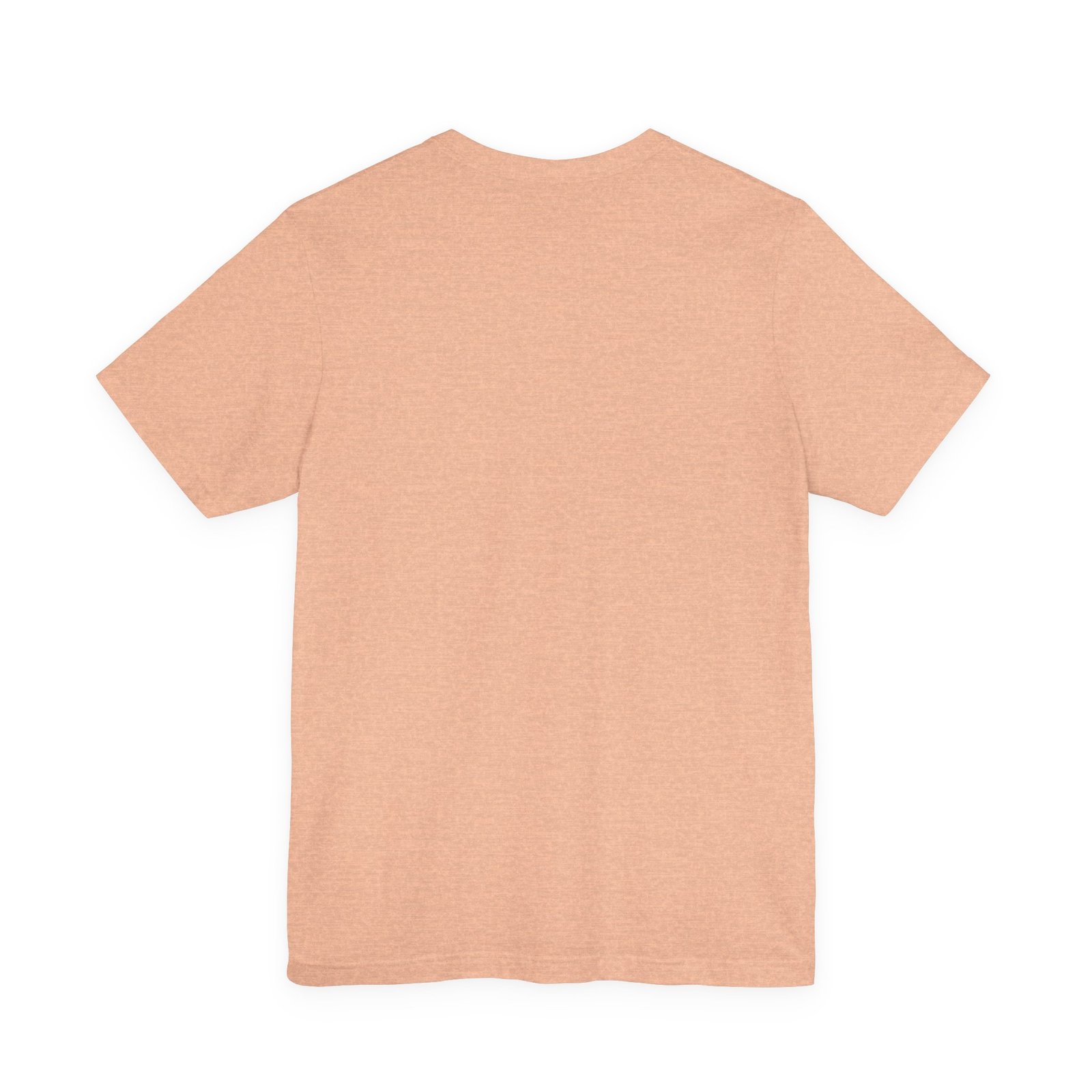 Back view of a plain peach-colored crew-neck t-shirt.