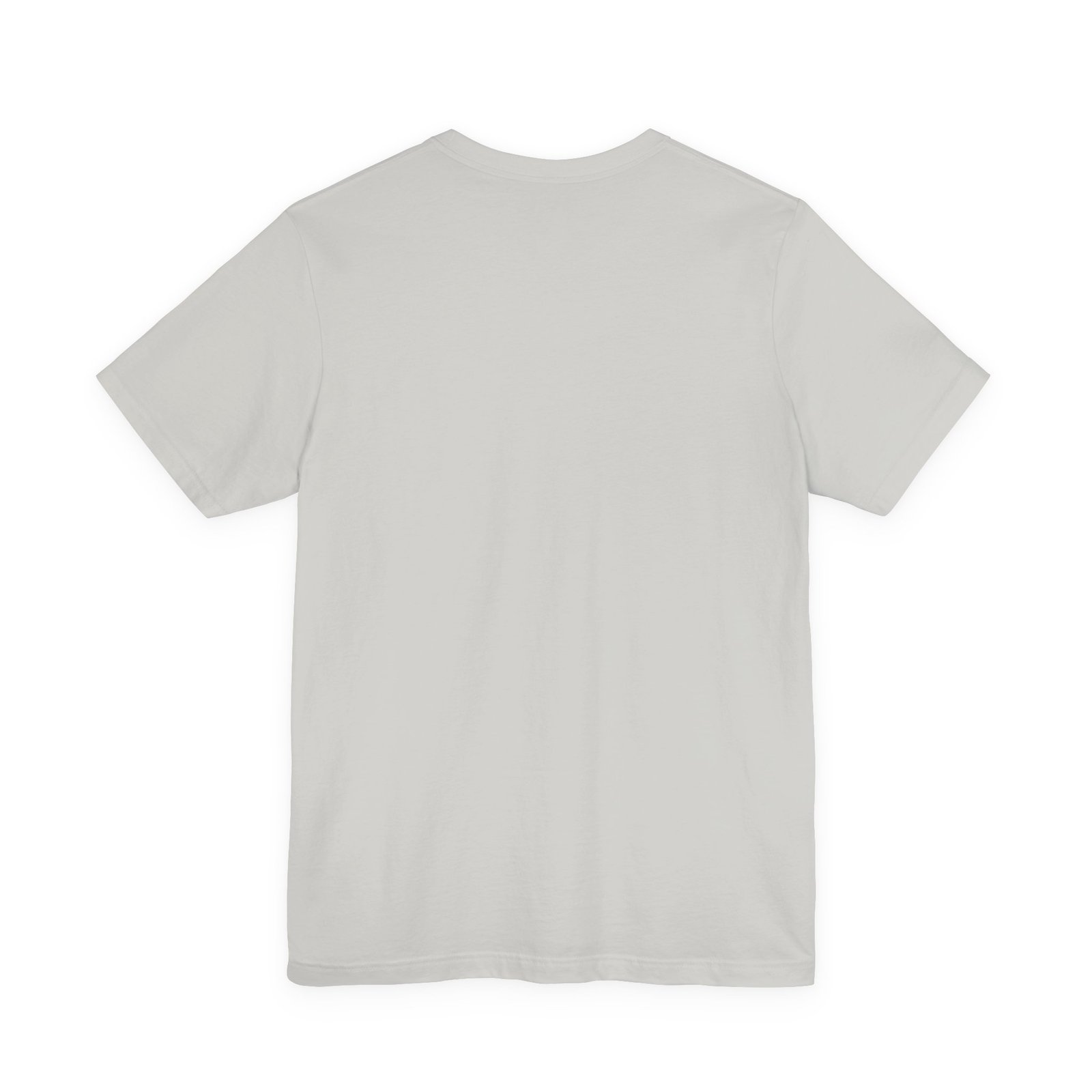 Back view of a plain white crew-neck T-shirt