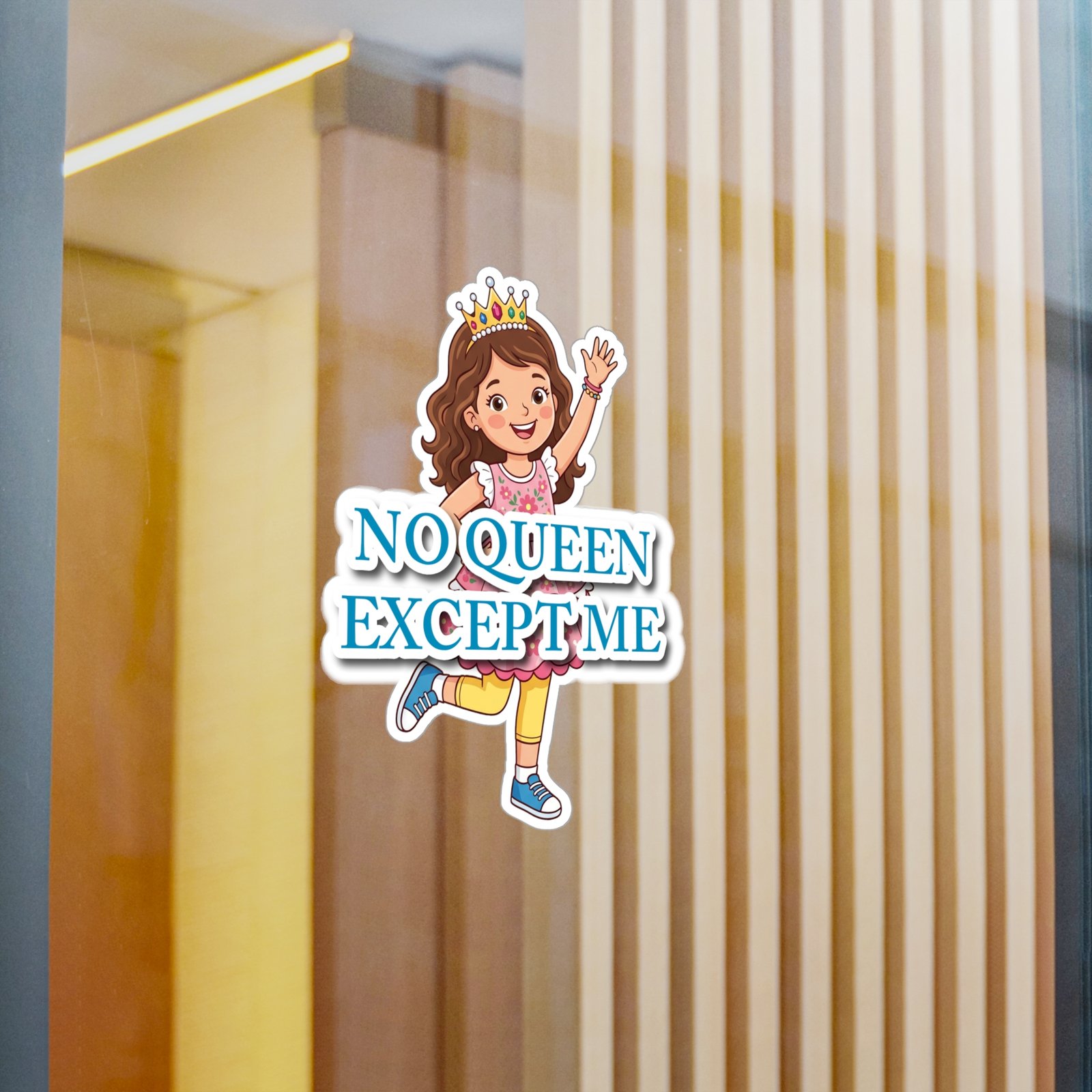 "No Queen Except Me" Girl Crown Sticker(Blue)