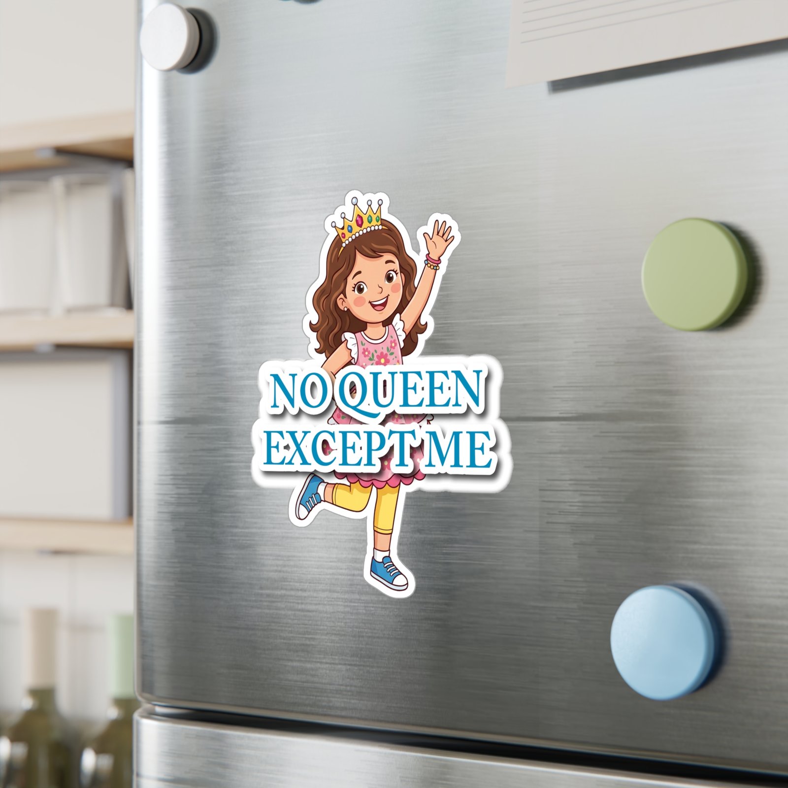 "No Queen Except Me" Girl Crown Sticker(Blue)